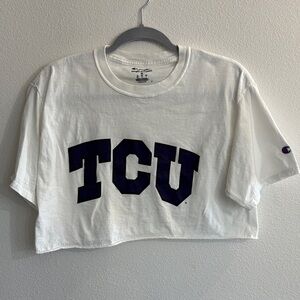 Champion White TCU Cropped Tee